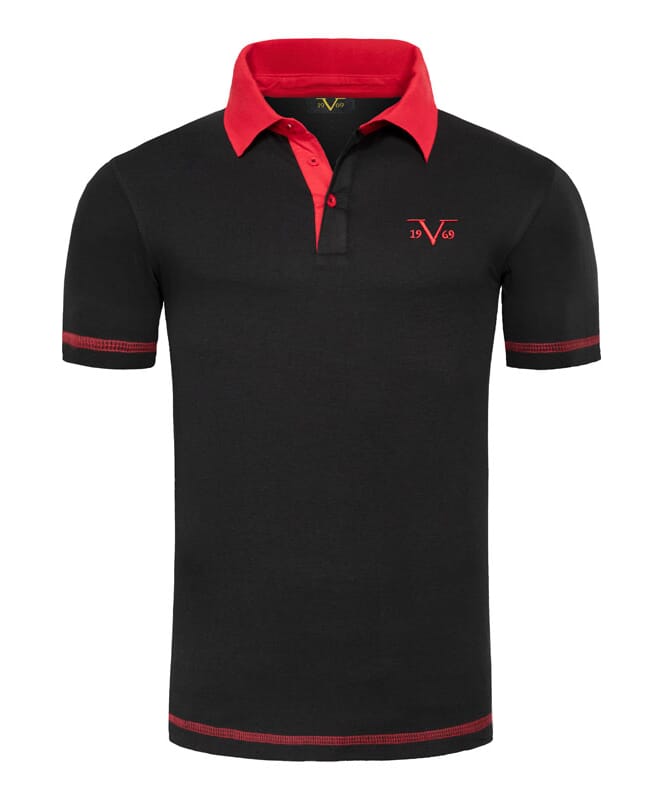 19V69 Shirt polo Homme schwarz-rot