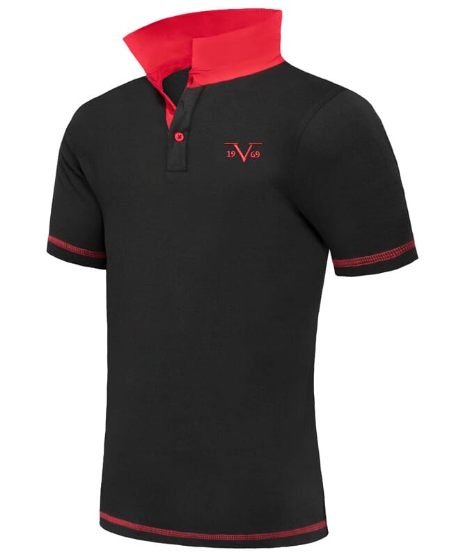 19V69 Shirt polo Homme schwarz-rot