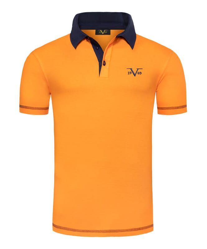 19V69 Shirt polo Homme orange-navy