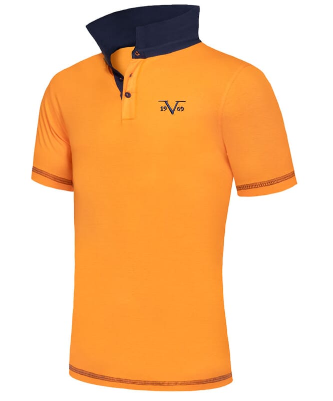 19V69 Poloshirt  Herren orange-navy
