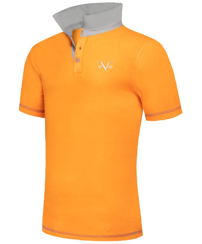 19V69 Poloshirt  Herren orange-grau