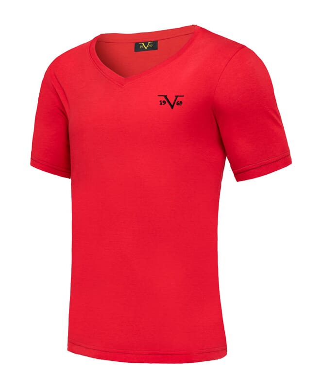 19V69 T-Shirt V-Neck Herren rot