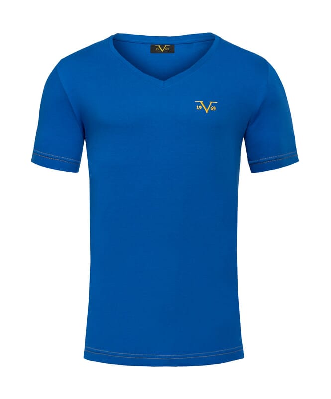 19V69 T-Shirt V-Neck Herren kobalt