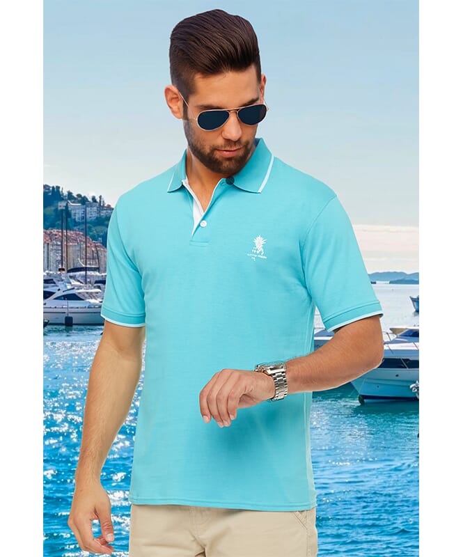 Summerfresh Camiseta Polo SINES Hombres aquatic