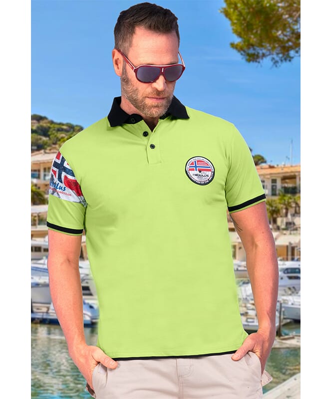Camiseta polo PARAS Hombres limegreen-blac