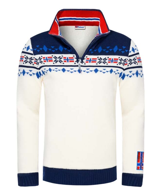Knitted sweater with faux fur STEEN Men offwhite-navy