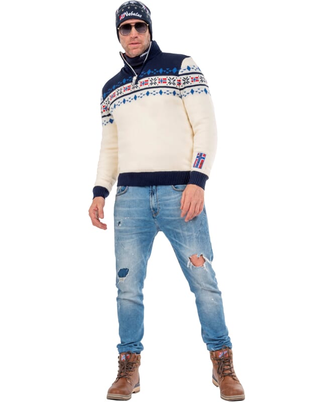 suéter con piel sintética STEEN Hombres offwhite-navy