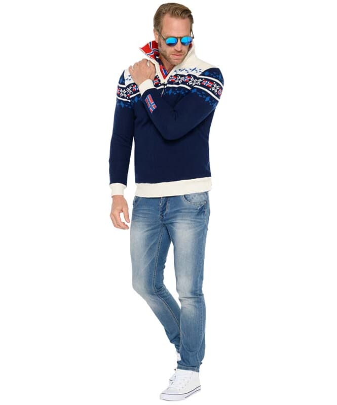 suéter con piel sintética STEEN Hombres navy-offwhite