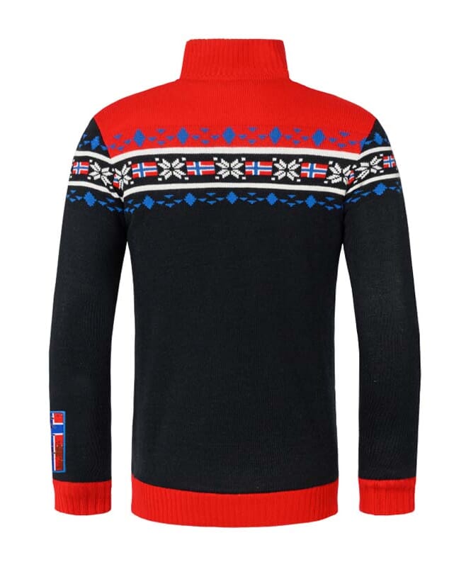 Knitted sweater with faux fur STEEN Men schwarz-rot