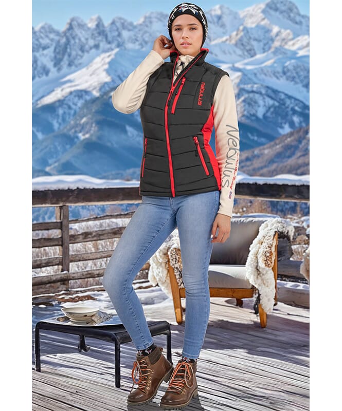 Gilet REVIVAL Femme schwarz - rot