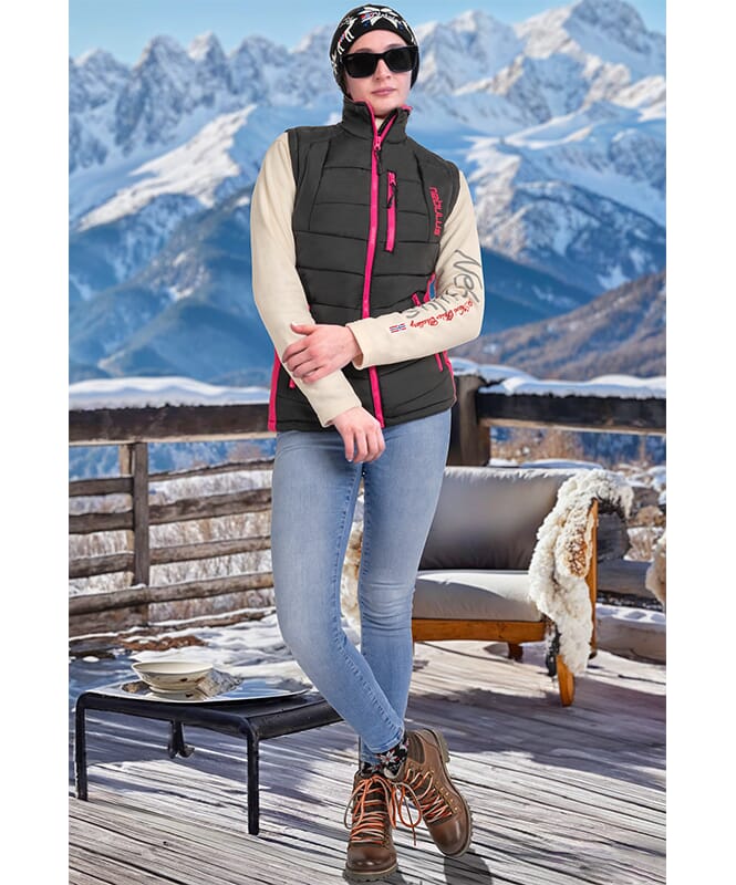 Gilet REVIVAL Femme schwarz - pink