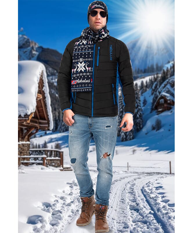 Winterjacke GRAFFITY Herren schwarz-kobalt