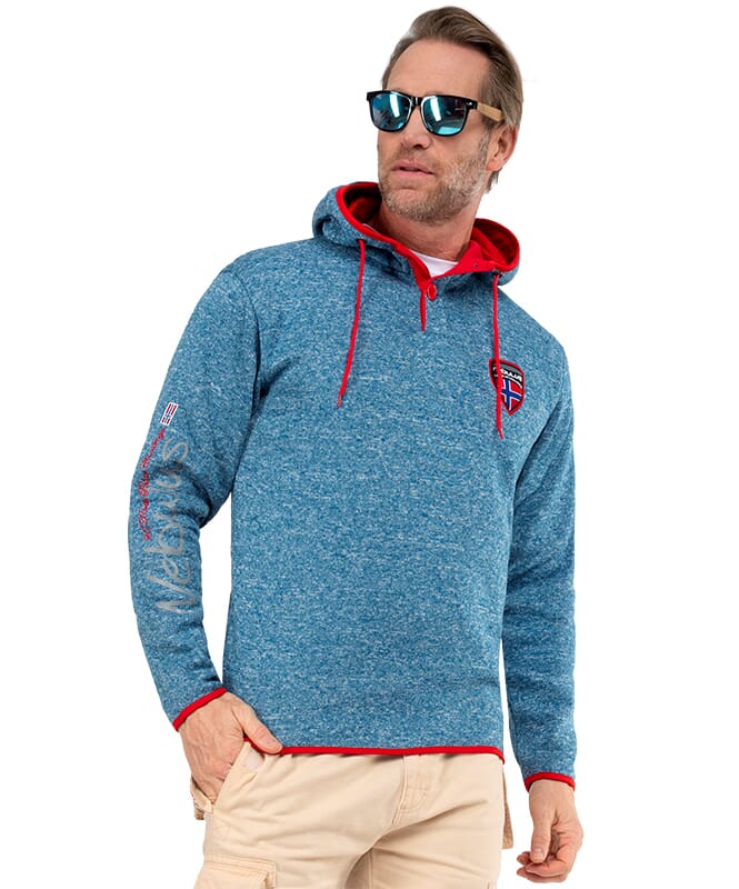 Fleecehoodie STITCH Heren blue net