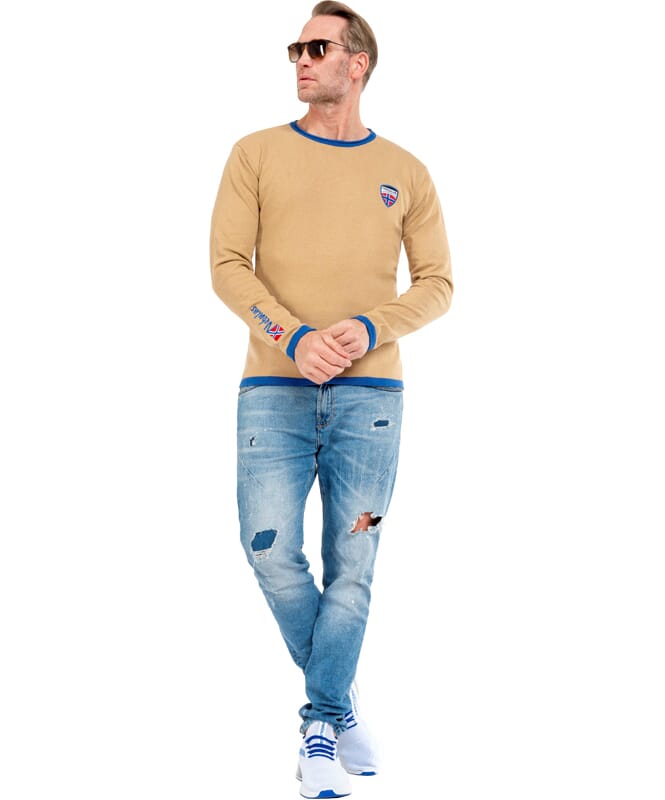 Strickpullover CEM Herren beige-blau