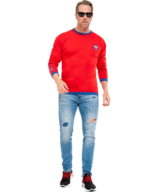 Stickad tröja CEM Herr rot-blau