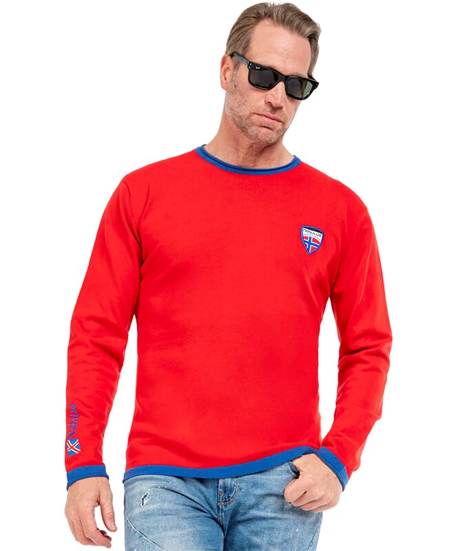 Stickad tröja CEM Herr rot-blau