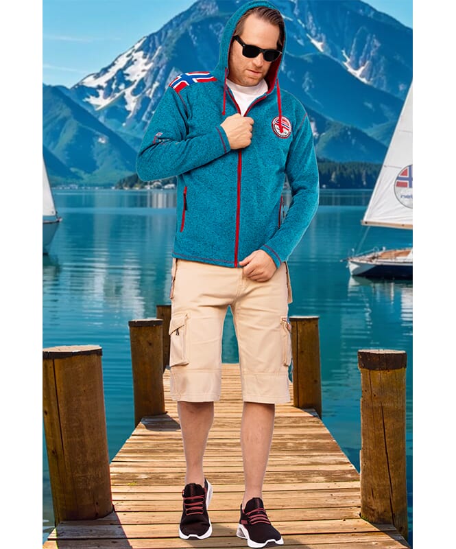 Fleece Jacket NORSKA Men türkis-rot