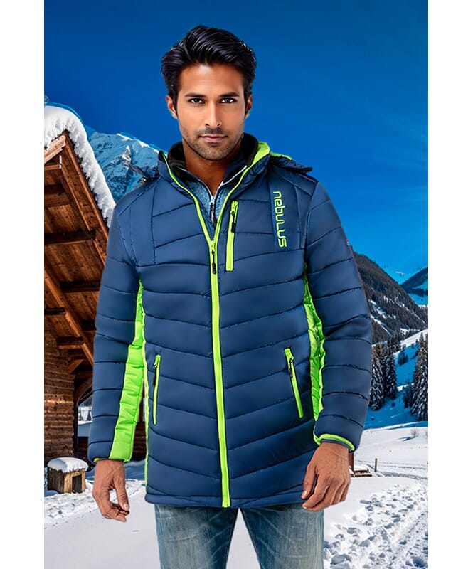 Manteau court d&#39;hiver COATY Homme navy-lime