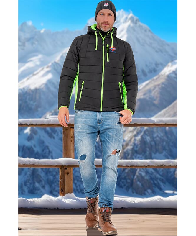 Veste d&#39;hiver MERIK Homme schwarz-lime