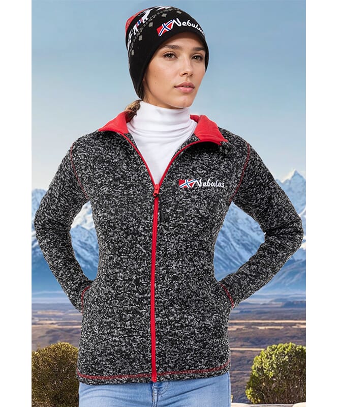 Chaqueta de tejido polar TANNA Mujeres schwarz-rot