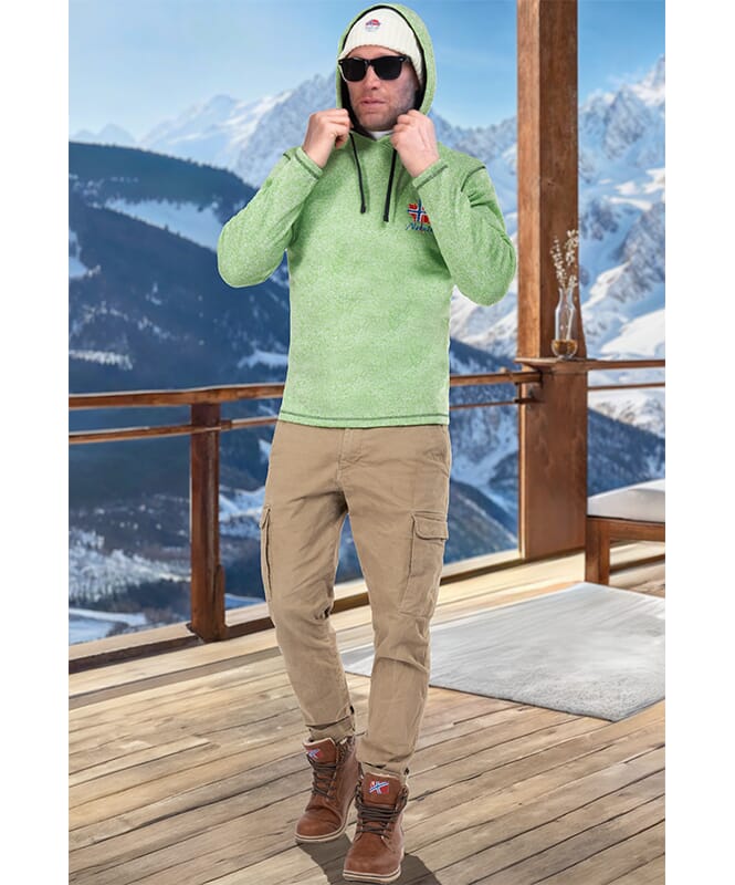 Fleecehoodie JAKE Heren lime-navy