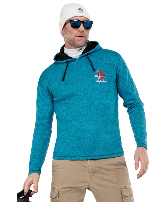 Sudadera con capucha de tejido JAKE Hombres türkis-schwarz