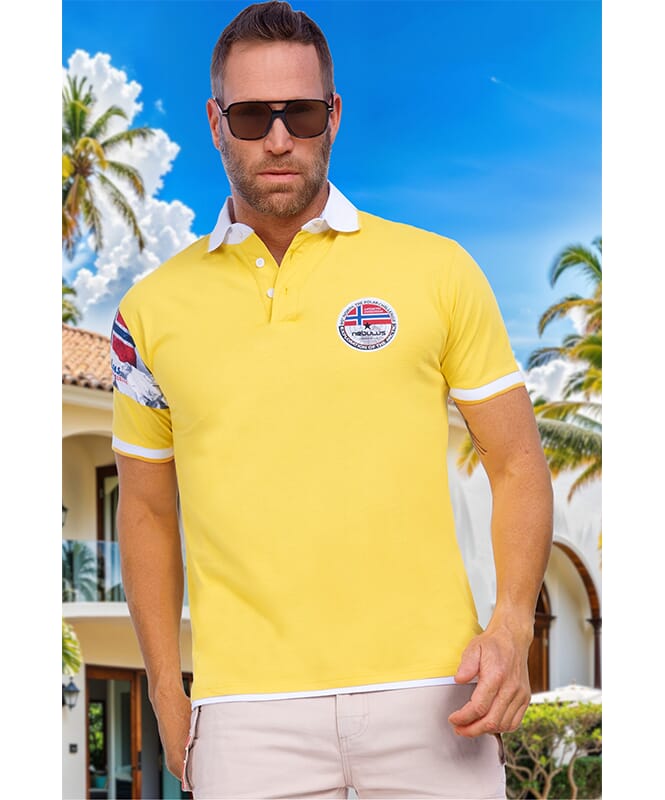 Polo Shirt PARAS Men gelb-weiß