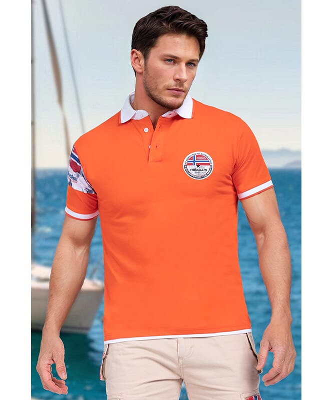 Shirt polo PARAS Homme orange-weiß