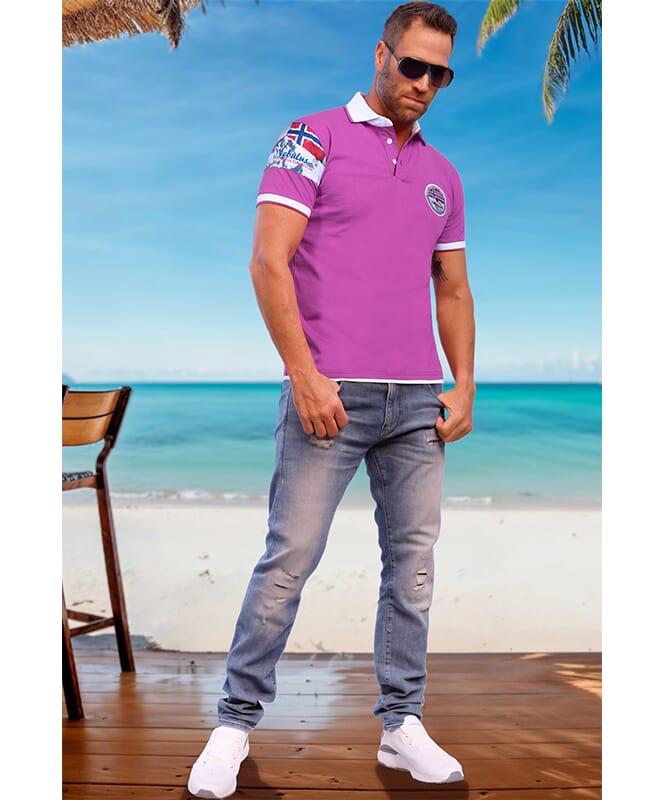 Polo Shirt PARAS Men violett-weiß