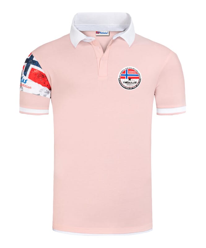 Polo Shirt PARAS Men rosa-weiß