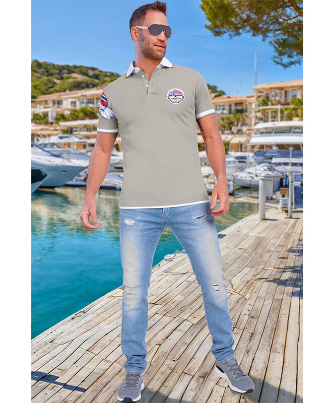 Polo Shirt PARAS Men grau-weiß