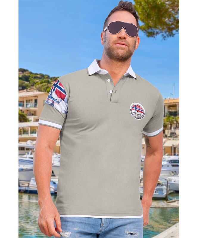 Maglia polo PARAS Uomo grau-weiß