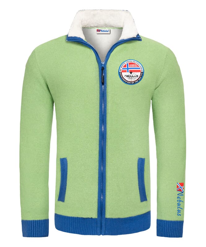 Norweger Strickjacke mit Teddyfell STORY Herren limegreen