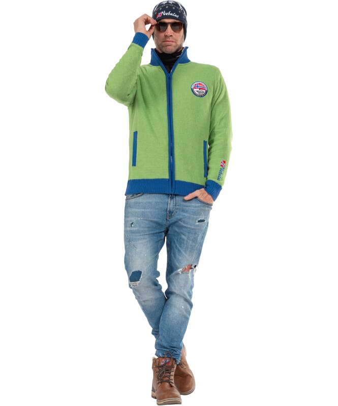 Norweger Strickjacke mit Teddyfell STORY Herren limegreen