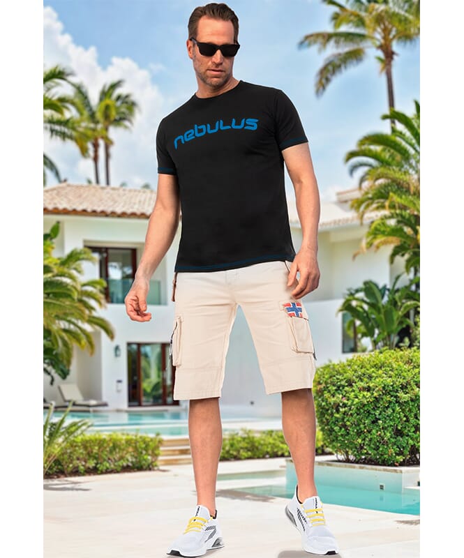 T-Shirt LEOS Homme schwarz-kobalt