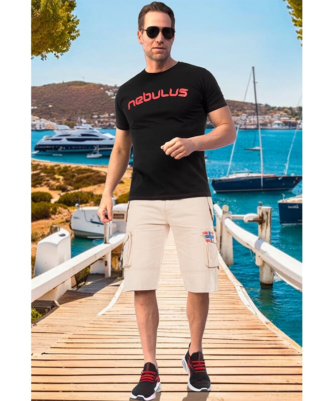 T-Shirt LEOS Homme schwarz-rot