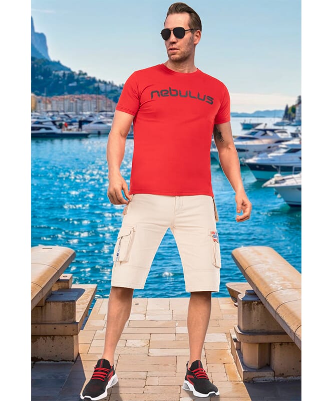 T-Shirt LEOS Homme rot-schwarz