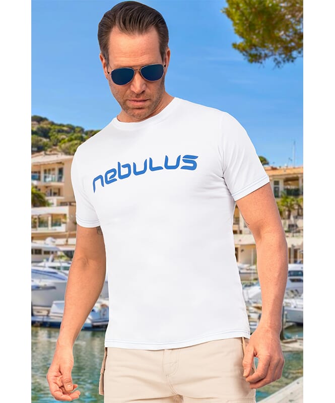 Camiseta LEOS Hombres weiß-kobalt
