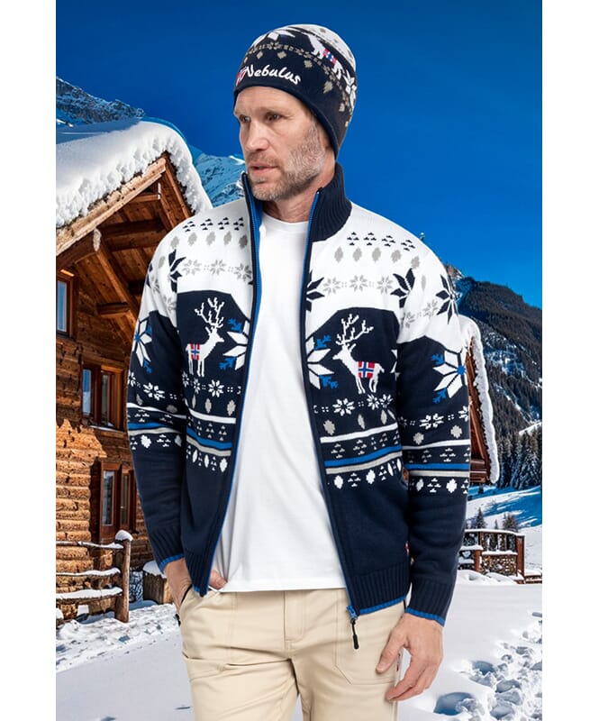 Norwegian jacket with faux fur SVERRE Men navy-offwhite