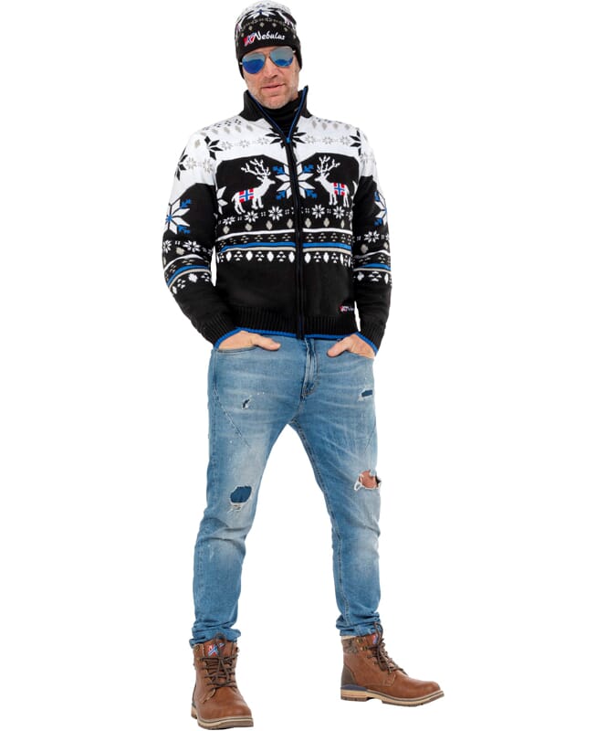 Norwegian jacket with faux fur SVERRE Men schwarz-offwhi