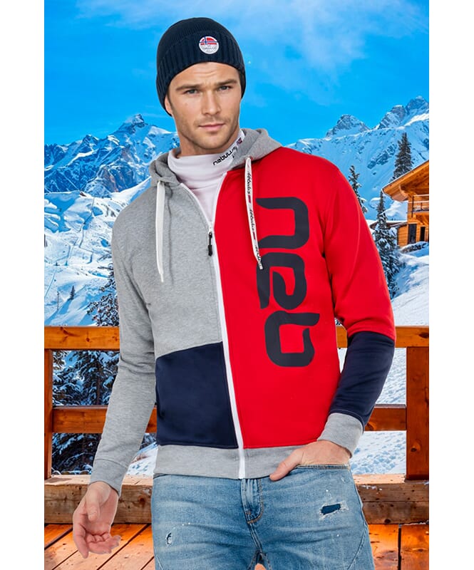 Sweatjacket NEBSTER Men navy-rot-grau