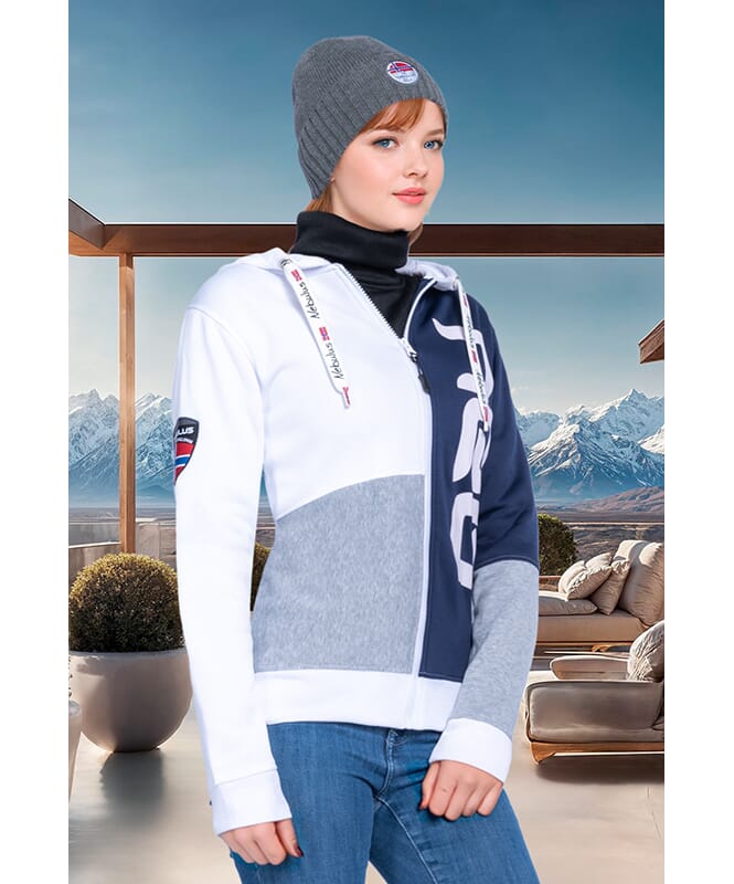 Felpa NEBSTER Donna grau-navy-weiß