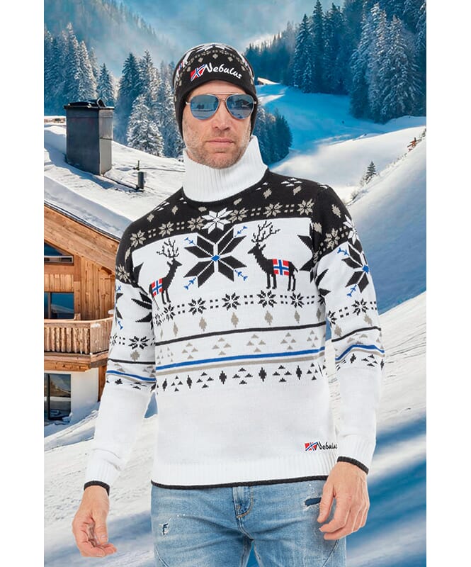 Pullover norvegese STAG Uomo weiß-schwarz