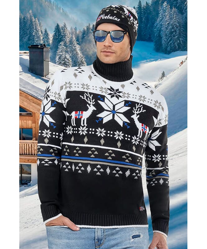 Pullover norvegese STAG Uomo schwarz-weiß