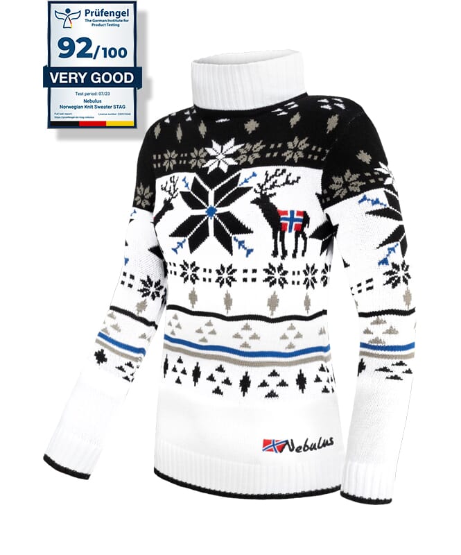 Pullover norvegese STAG Donne weiß-schwarz