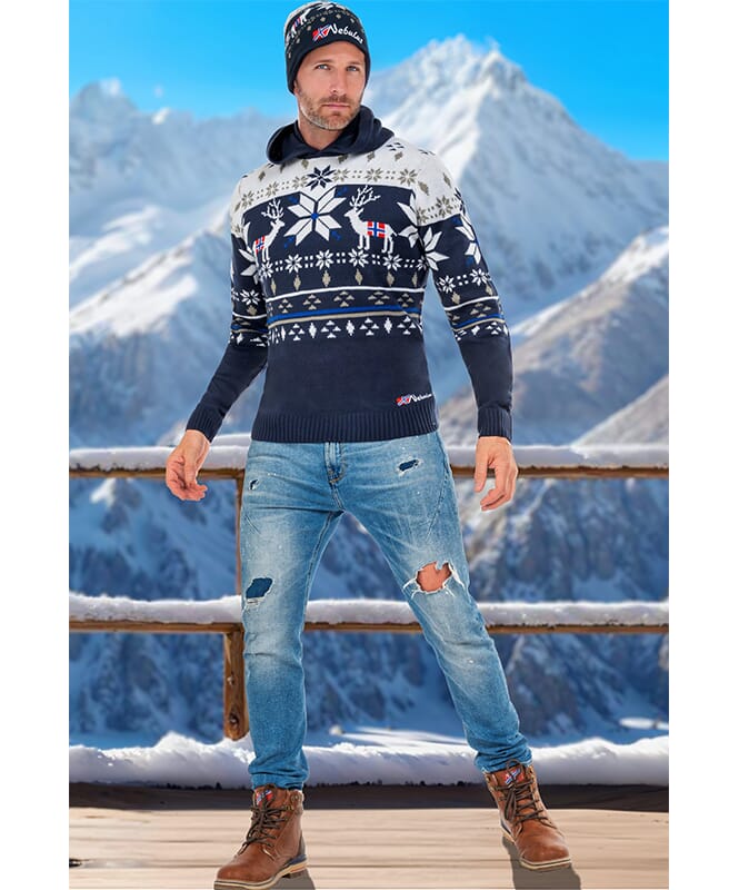 Pull à capuche norvégien NORJAN Homme navy-weiß