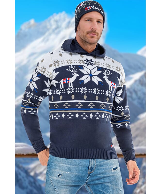 Pull à capuche norvégien NORJAN Homme navy-weiß