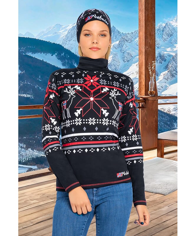 Jersey cuello cisne noruega COASTER Mujeres schwarz-rot