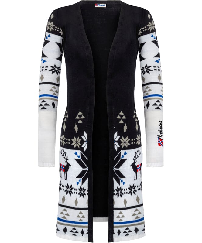 Norweger Cardigan Strickjacke Mantel NOORS Damen schwarz-weiß