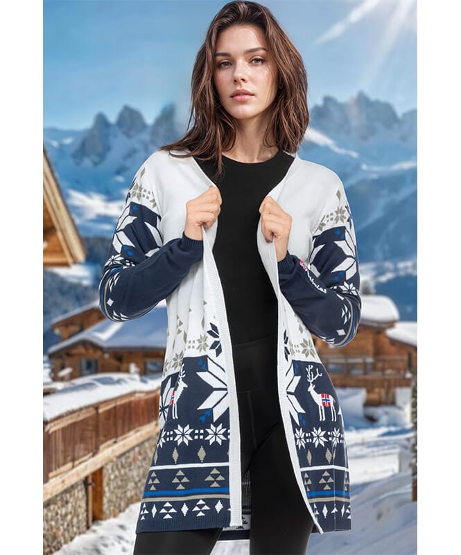 Norge-Cardigan NOORS Dam weiß-navy